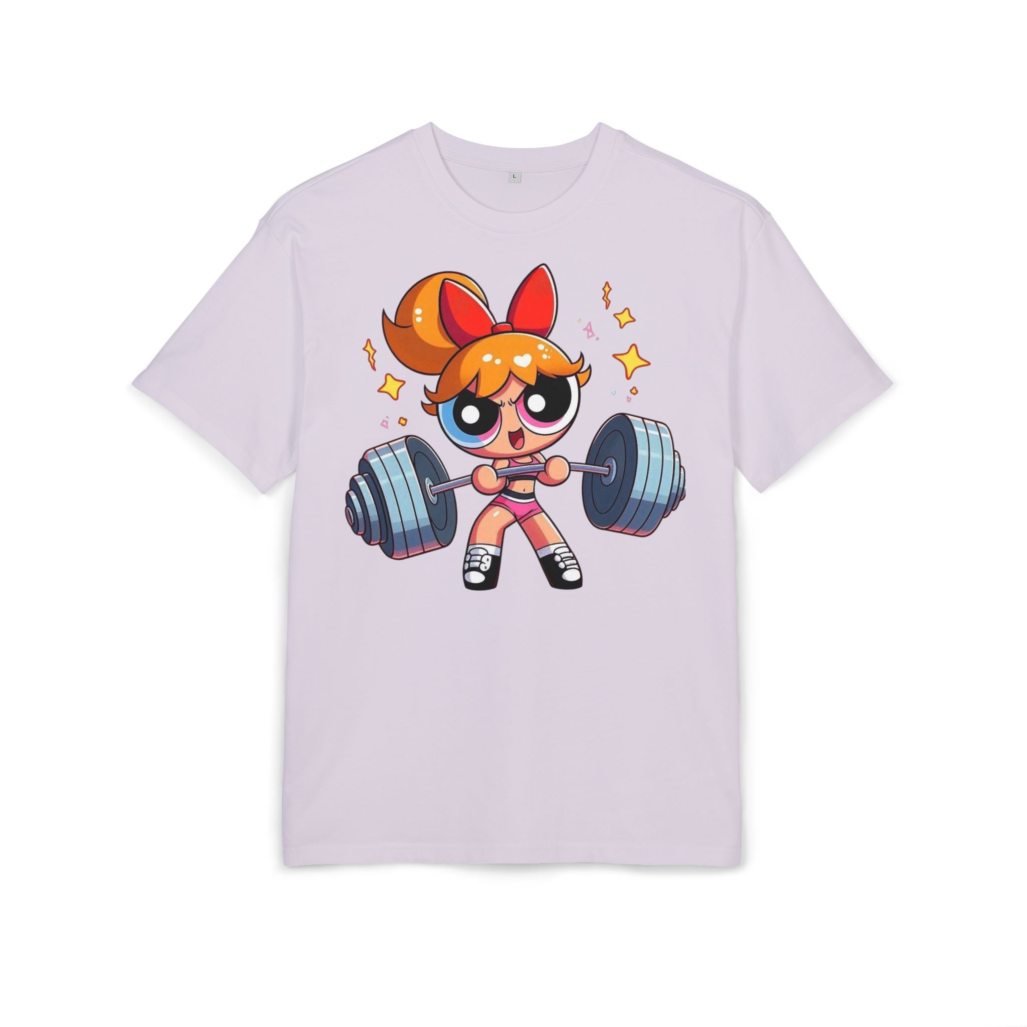 Powerpuff Girl Weightlifting Tee — Cute Strong Cartoon Fitness Shirt