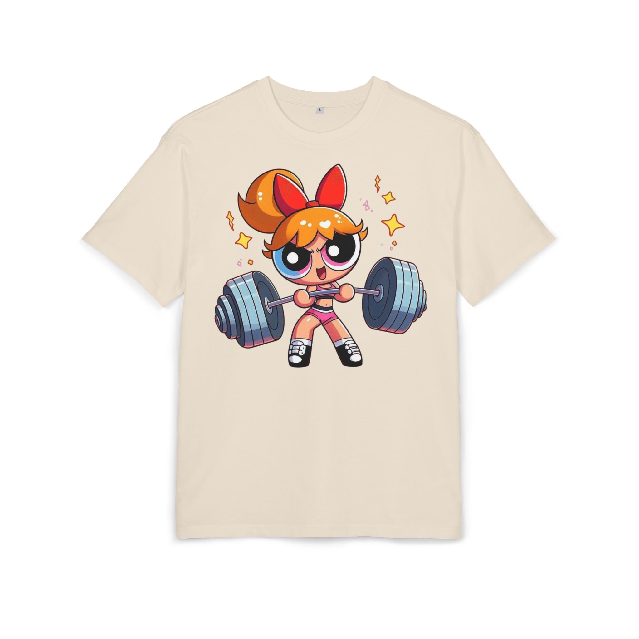 Powerpuff Girl Weightlifting Tee — Cute Strong Cartoon Fitness Shirt