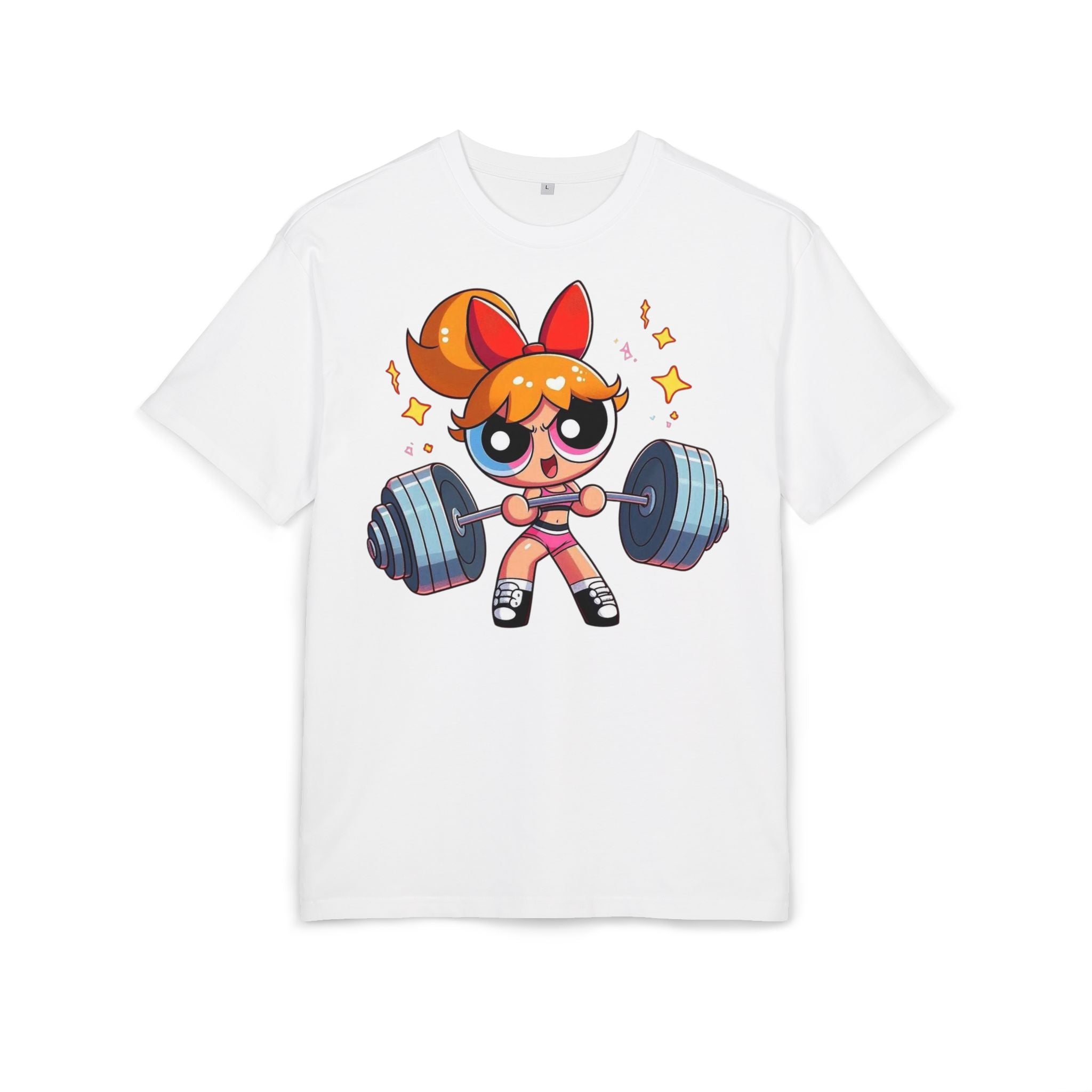 Powerpuff Girl Weightlifting Tee — Cute Strong Cartoon Fitness Shirt