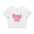 Crop Tee — "Spend Dat" Pink Drip Graphic Women's Crop Tee