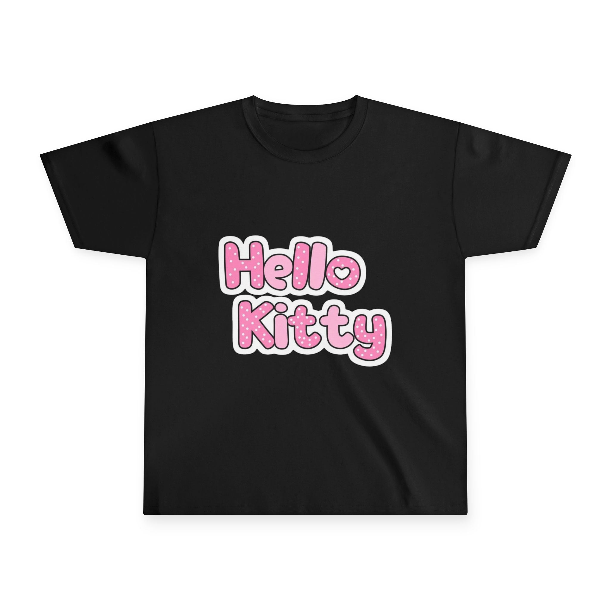 Hello Kitty Youth Tee — Pink Glitter Text Kids T‑Shirt