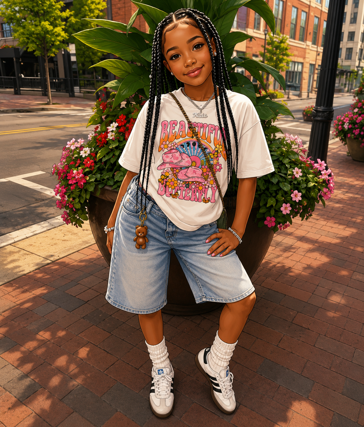 Youth Tee — "Beautiful Serenity" Pink Floral Vintage Graphic