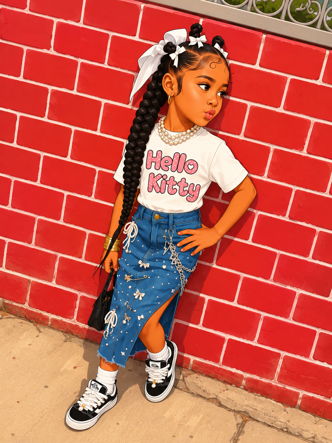 Hello Kitty Youth Tee — Pink Glitter Text Kids T‑Shirt