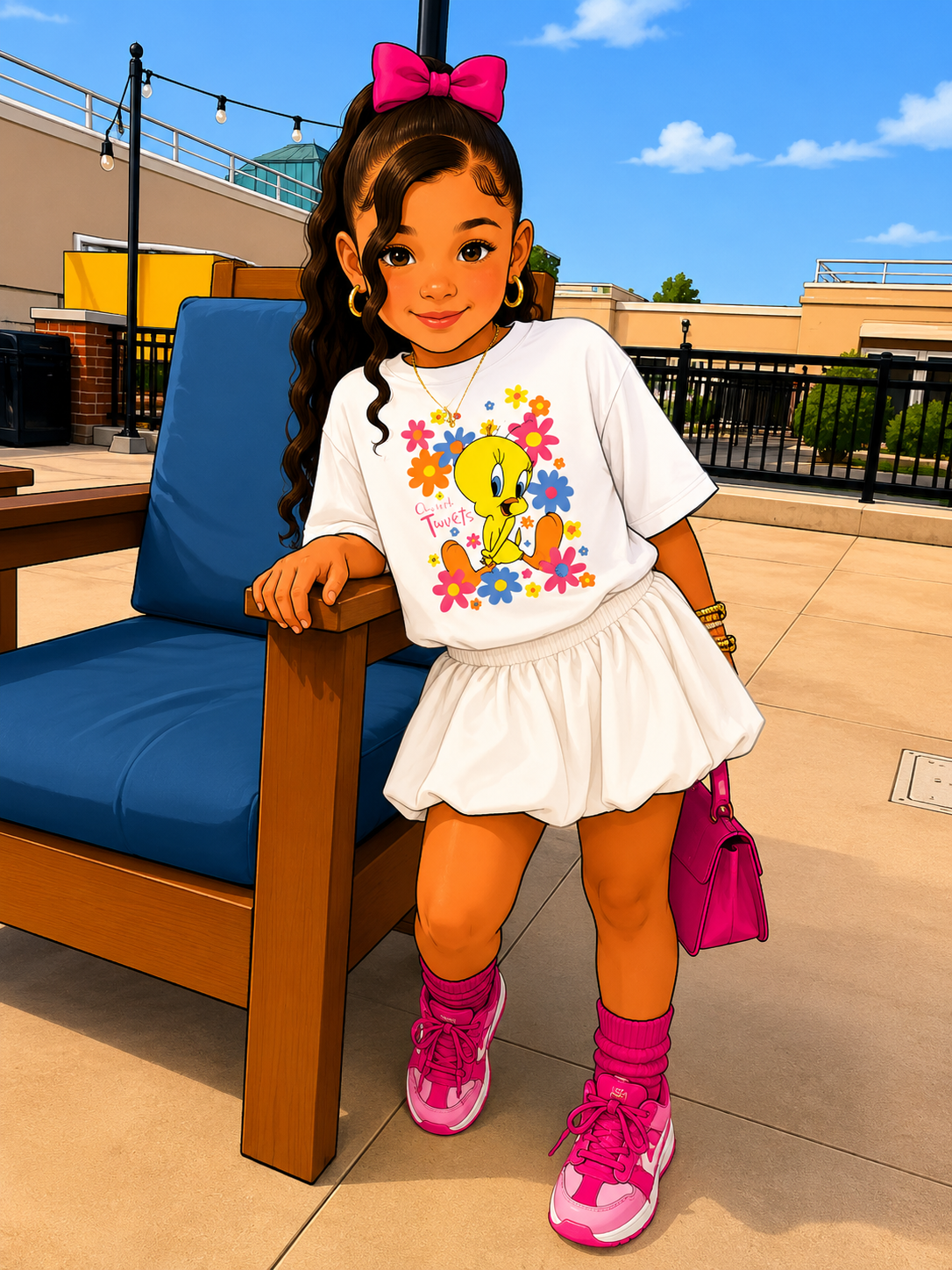 Tweety Bird Kids T‑Shirt – Cute Floral "Tweet" Graphic Youth Tee