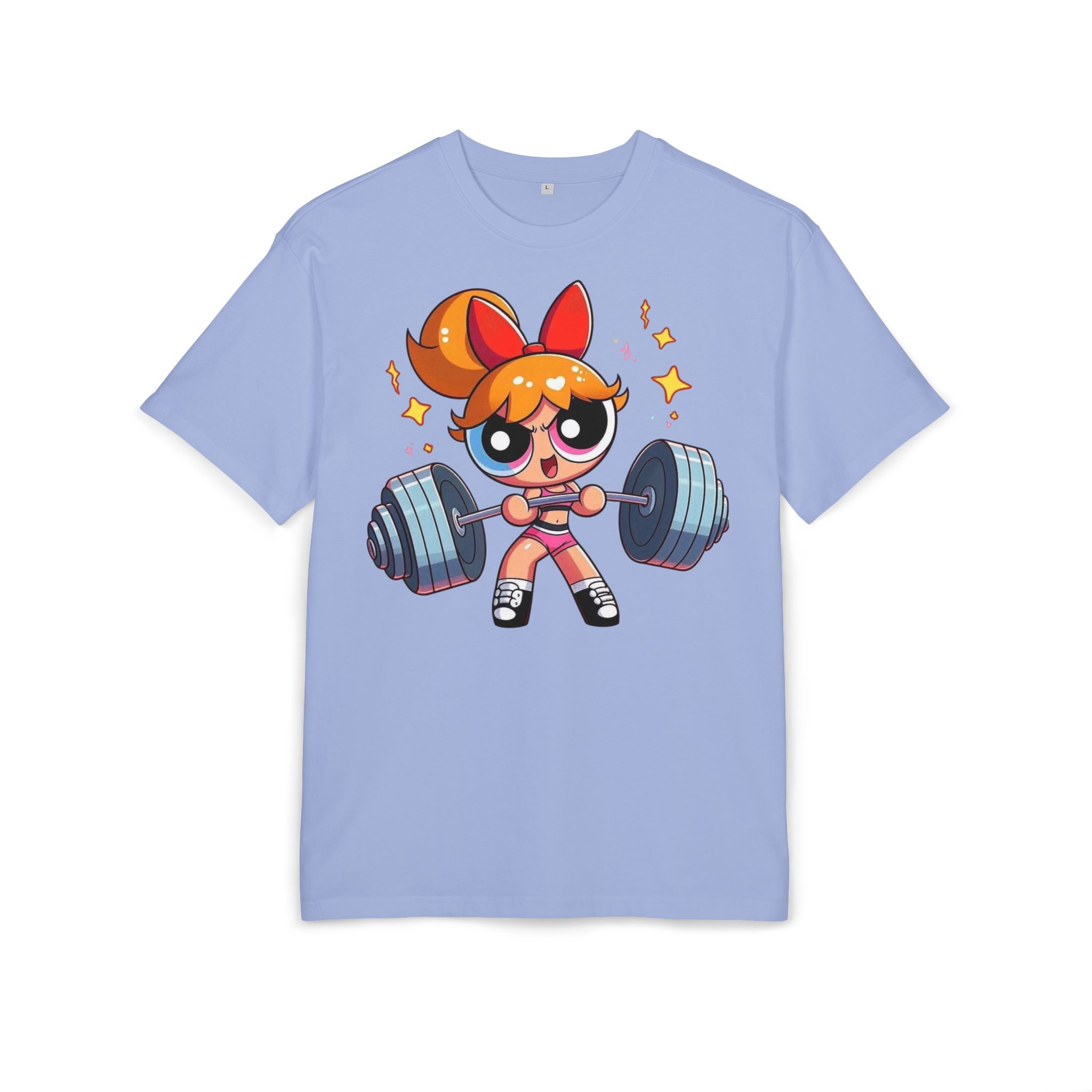 Powerpuff Girl Weightlifting Tee — Cute Strong Cartoon Fitness Shirt