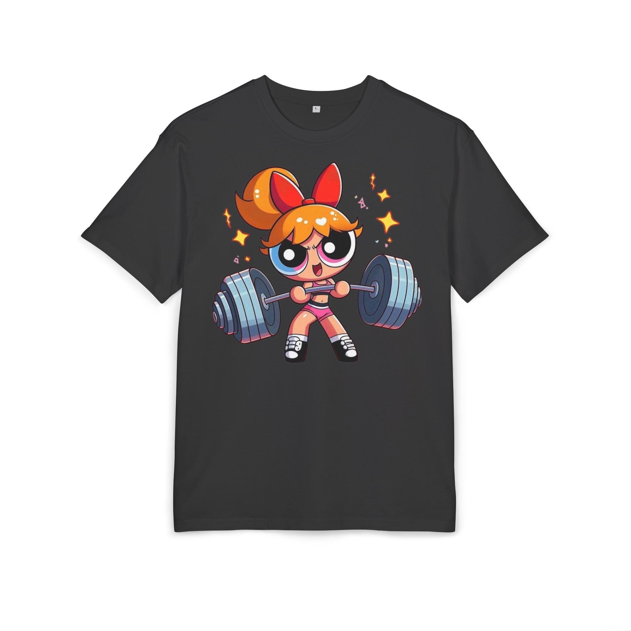 Powerpuff Girl Weightlifting Tee — Cute Strong Cartoon Fitness Shirt