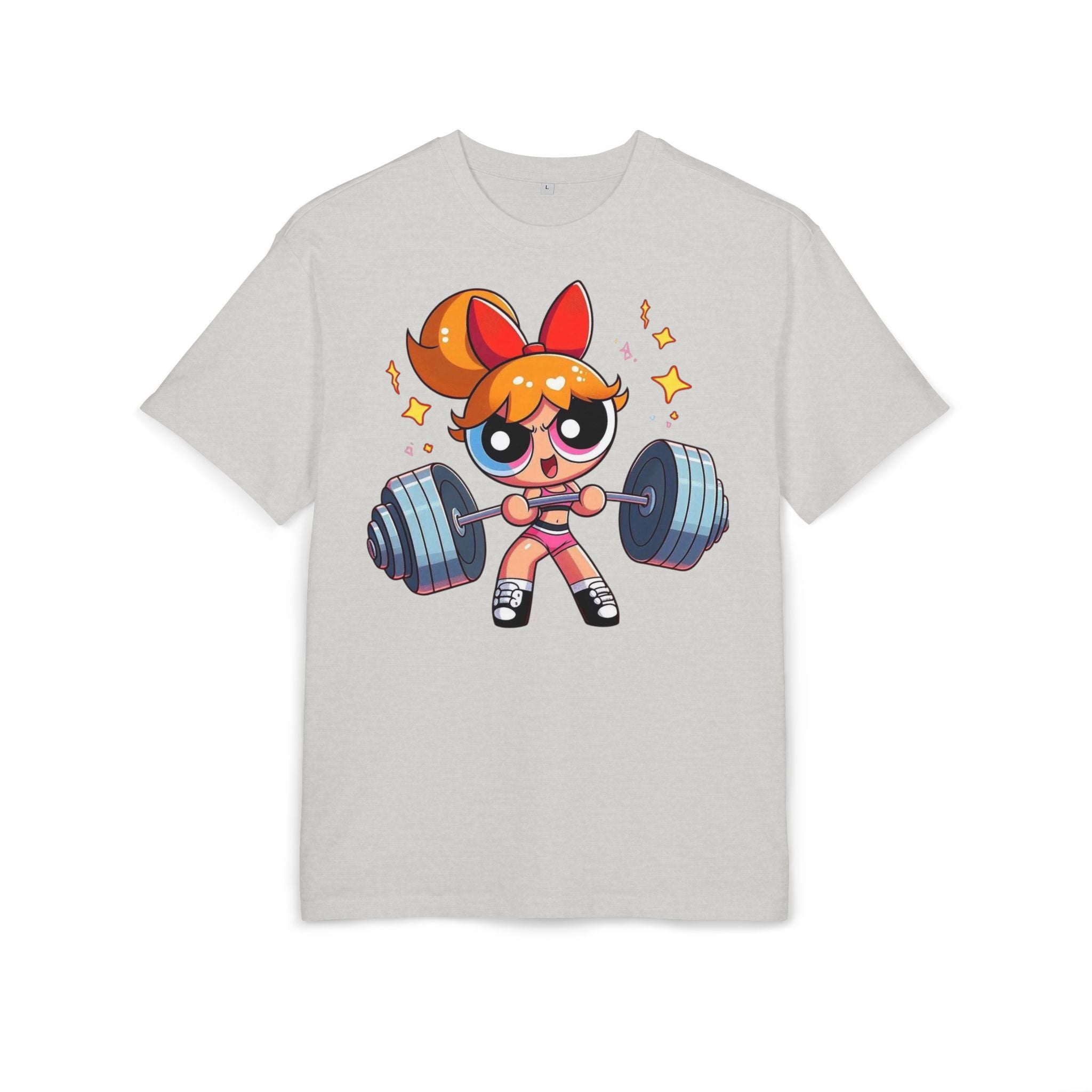 Powerpuff Girl Weightlifting Tee — Cute Strong Cartoon Fitness Shirt