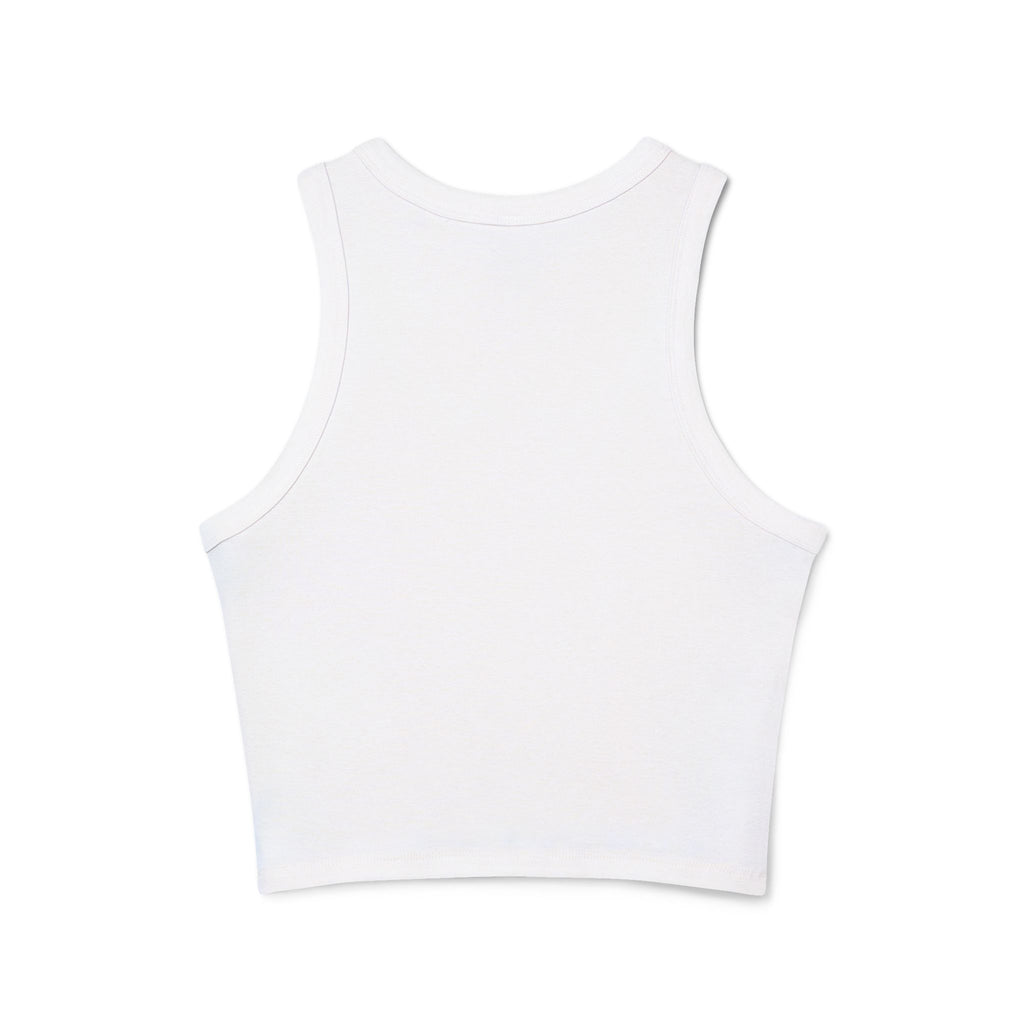 Racer Tank — Pink Drip “Spend Day” Graphic Crop Top