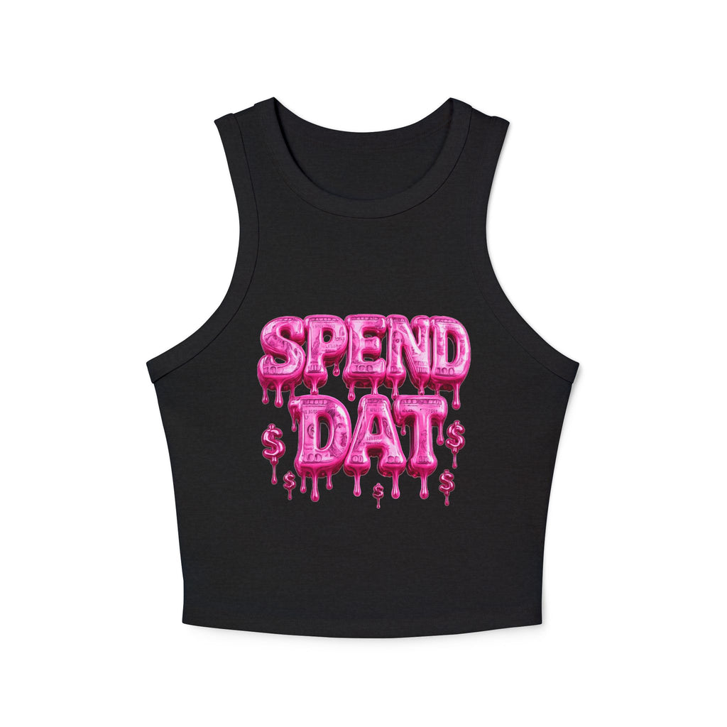 Spend Dat Tank Top — Trendy Pink Dripping Graphic Crop Tank