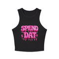 Spend Dat Tank Top — Trendy Pink Dripping Graphic Crop Tank
