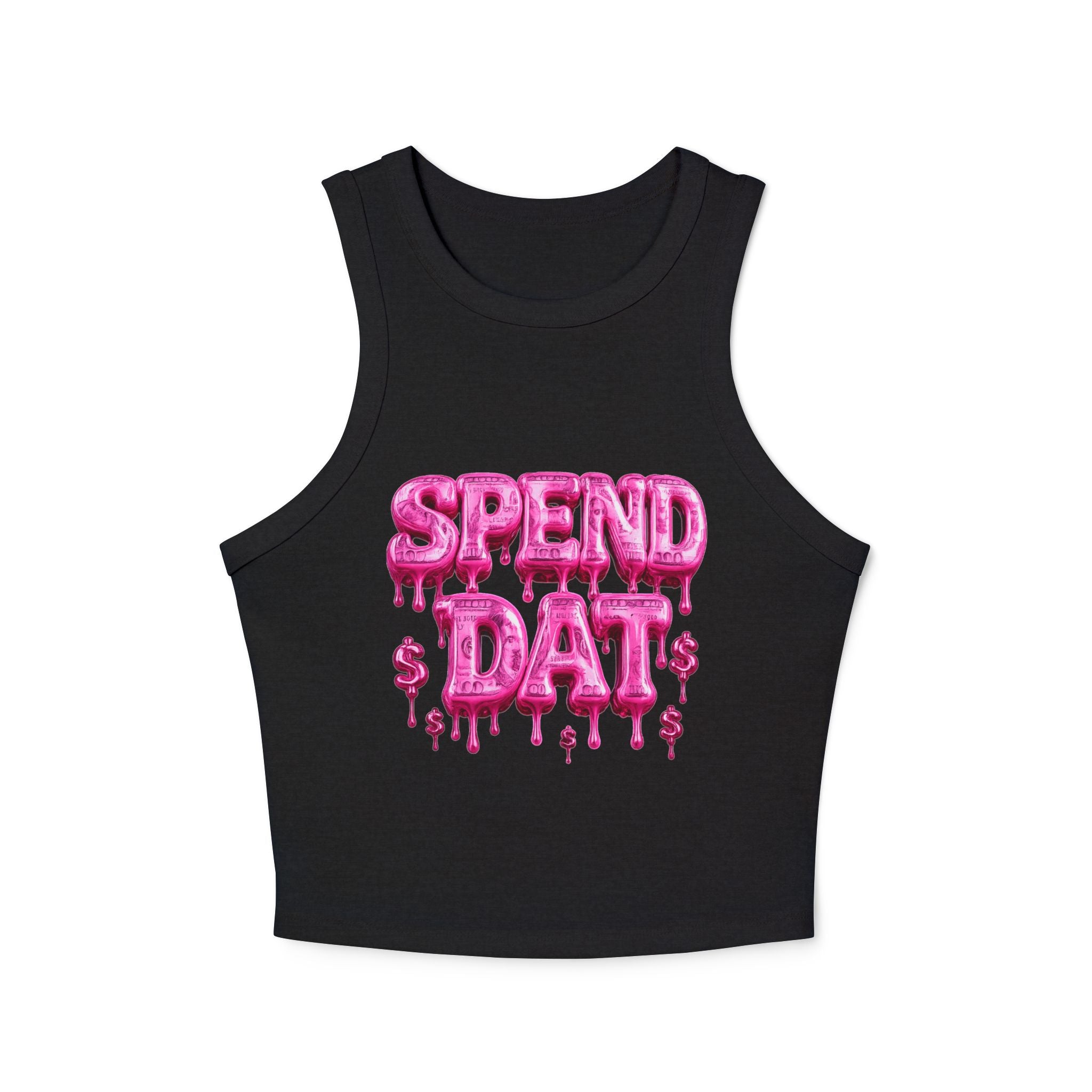 Spend Dat Tank Top — Trendy Pink Dripping Graphic Crop Tank