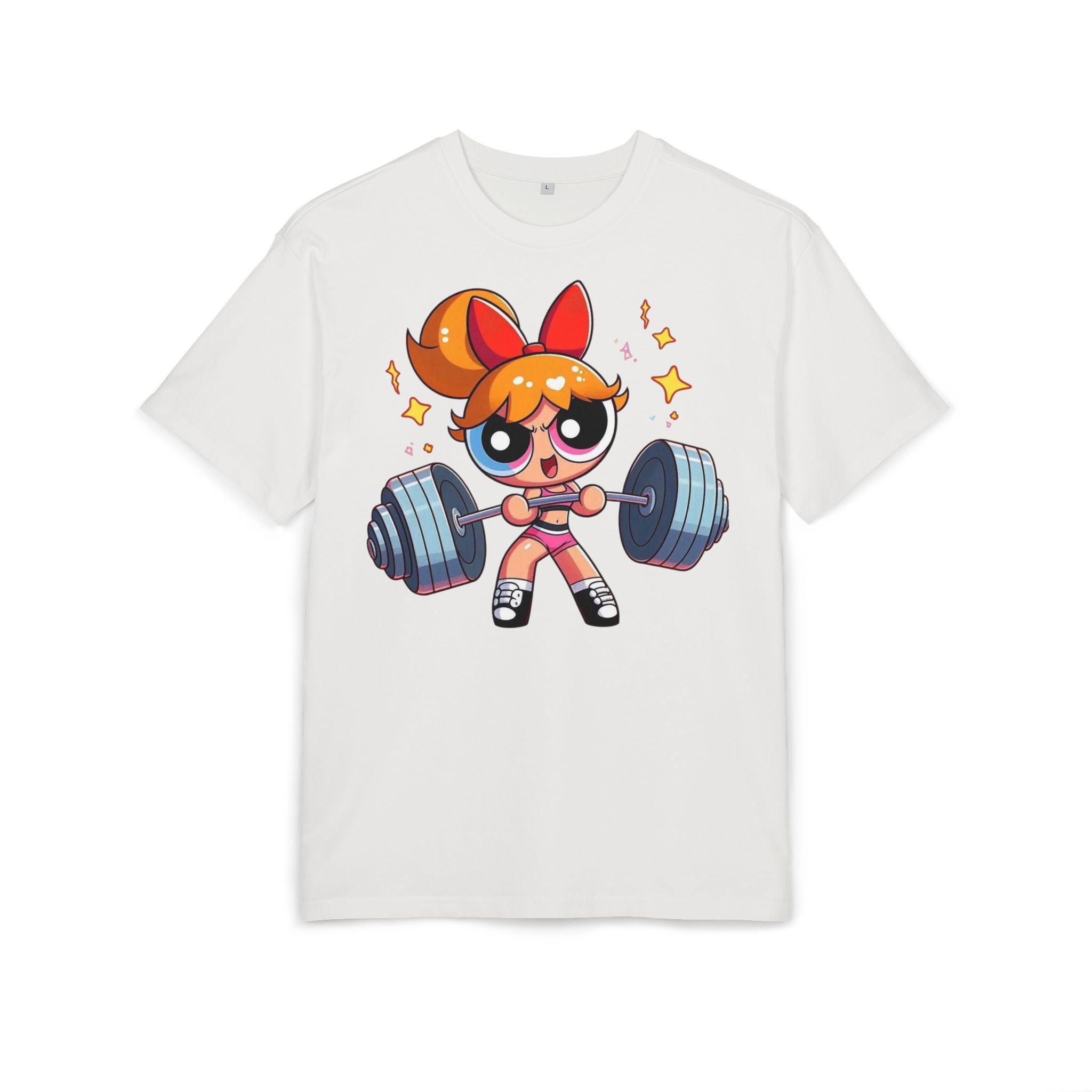 Powerpuff Girl Weightlifting Tee — Cute Strong Cartoon Fitness Shirt