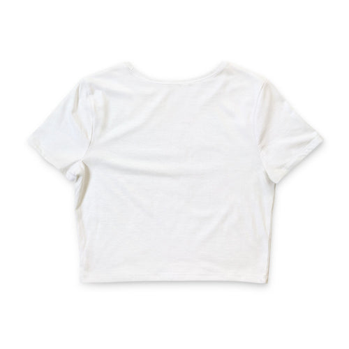 Crop Tee — 'Speed Dat ‘ Blue Money Block Graphic, Trendy Women’s Casual Top